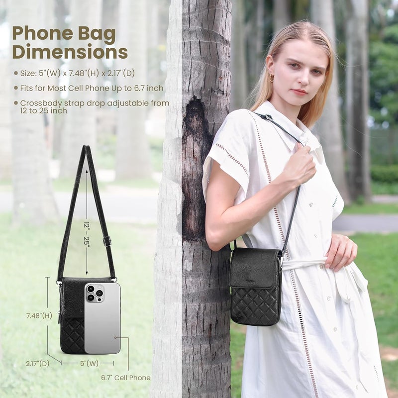 befen Genuine Leather Small Crossbody Bags for Women, Cell Phone Cross body Purse Bag with RFID Blocking Card Slots - Image 4